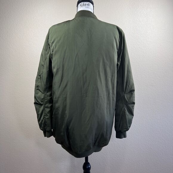 Wishlist women green long  zipper bomber  jacket  goth chic anime size L preppy - Picture 13 of 16